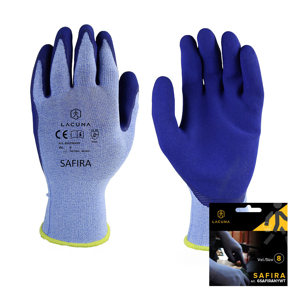  Rukavica s lateks premazom SAFIRA plava