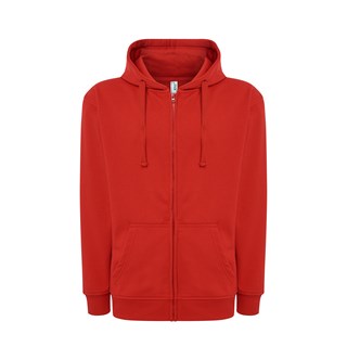 Duks s kapuljačom i zatvaračem, unisex, crvena,